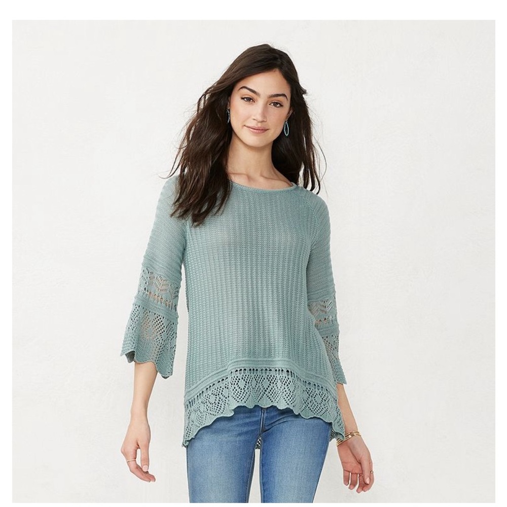 LC Lauren Conrad Cloudy Cove Grayish Green Knit Sweater